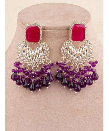 Unique & Beautiful Purple Kundan Earrings for Women &