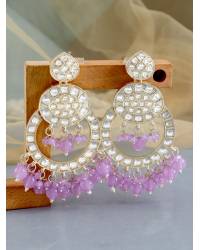 Buy Online Royal Bling Earring Jewelry Gold-Plated Meenakari Chandbali Floral Blue Earrings With Pearls RAE1060 Jewellery RAE1060