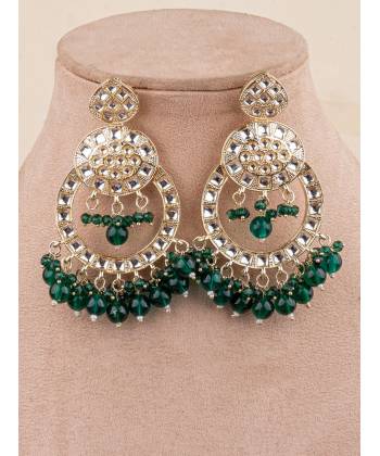 Lehar Danglers- Green Ethnic Party Wear Earrings for Women