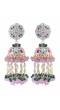 Lavender Meenakari Jhumka Earrings with Pearl Beads for
