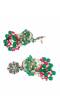 Green Meenakari Floral Jhumka Earrings for Women