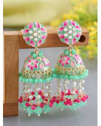 Buy Online Crunchy Fashion Earring Jewelry Gold-plated Traditional Kundan Blue Rings CFR0508 Jewellery CFR0508