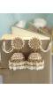 White Pearls Kundan Studded Party Wear Jhumkas for Women