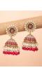 Pink Kundan Studded Party Wear/Wedding Jhumka Earrings(RAE2473)