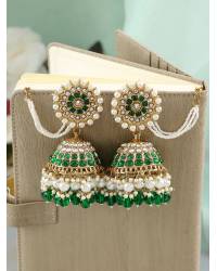 Buy Online Crunchy Fashion Earring Jewelry Gold-plated Traditional Kundan Blue Rings CFR0508 Jewellery CFR0508