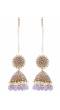 Gold Plated Kundan Pearl Heavy Jhumka Earrings with Ear Chain RAE2475