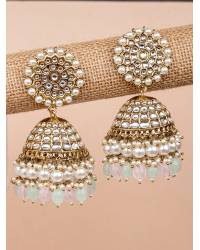 Buy Online Crunchy Fashion Earring Jewelry Crunchy Fashion Gold Plated Yellow Pearl Studded Kundan Layered Maang Tikka CFTK0054 Ethnic Jewellery CFTK0054
