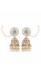 Stylish Kundan-Studded Long Jhumka Earrings with Ear Chains