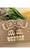 Pink-Mint Green Kundan Studded Jhumka Earrings for