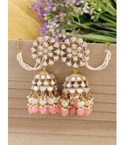 Pink Drops 'Kundan Studded' Jhumka Earrings for Girls &