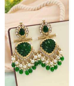 Stunning Green Kundan Chandbalis Earrings for Girls