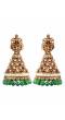 Green Goddess Laxmi Temple Jhumkas Earrings