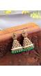 Green Goddess Laxmi Temple Jhumkas Earrings