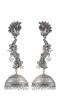 Oxidized Silver Jhumka Earrings with Pearl Drops for Women