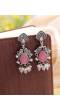 Pink Drop Oxidised Silver Earrings with for Girls & Women