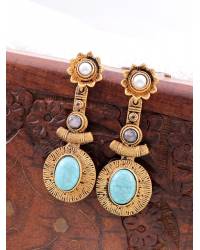 Buy Online Royal Bling Earring Jewelry Gold Plated Kundan Pearl Heavy Jhumka Earrings with Ear Chain RAE2475 Jewellery RAE2475