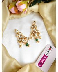 Buy Online Crunchy Fashion Earring Jewelry Gold-plated Blue Meenakari Floral Jhumka Earrings With White Pearls RAE1398 Jewellery RAE1398