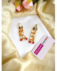 Buy Online Royal Bling Earring Jewelry Gold-Plated Round Designs Sky Blue Pearls Jhumka Earrings RAE1167 Jewellery RAE1167