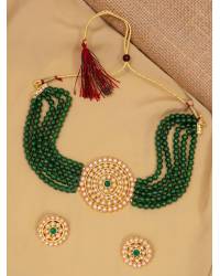 Buy Online Crunchy Fashion Earring Jewelry Gold-Plated Crown Peacock Light- Green Earrings RAE2093 Jhumki RAE2093