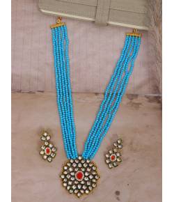 Designer Kundan Blue Pearl Stone Style Jewellery Set RAS0429
