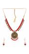 Elegant Gold-Plated  Pendant Red Glossy Pearl Jewellery RAS0453