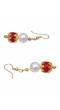 Elegant Gold-Plated  Pendant Red Glossy Pearl Jewellery RAS0453