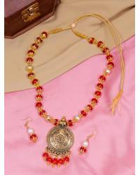 Buy Online Royal Bling Earring Jewelry Gold-plated Floral Kundan Red Earrings RAE1372 Jewellery RAE1372