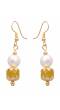 Gold-plated Designer Yellow  Long Pearl Drop Round Pendant Jewellery Set RAS0455
