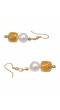 Gold-plated Designer Yellow  Long Pearl Drop Round Pendant Jewellery Set RAS0455