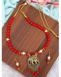 Buy Online Royal Bling Earring Jewelry Elegant Red & White Gold Pearl Necklace, Earrings Jewellery Set RAS0395 Jewellery Sets RAS0395