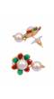 Crunchy Fashion Traditional Gold-Plated Multicolor Pearl Studded Pendant Necklace Set RAS0461