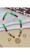 Crunchy Fashion Traditional Gold-Plated Multicolor Pearl Studded Pendant Necklace Set RAS0461