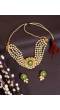 Crunchy Fashion Gold-Plated Indian Choker White Pearl & Kundan Green Jewellery Set RAS0465