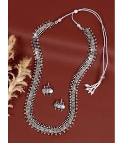 Crunchy Fashion Oxidised Long  Traditional Maharani Coin Jewellery Set RAS0471