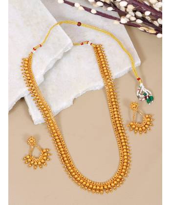 Crunchy Fashion Gold Plated Temple Stone Studded Jewellery Set RAS0472