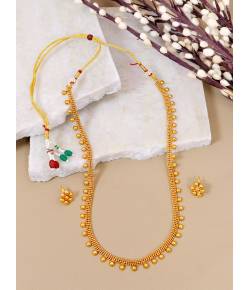 Crunchy Fashion Gold-plated Long Statement Traditional Jewellery Set RAS0473