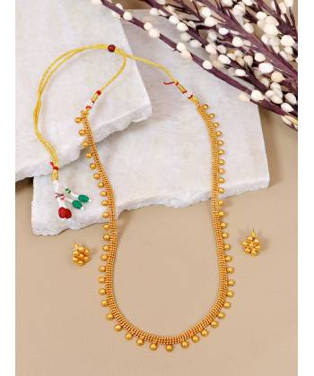 Crunchy Fashion Gold-plated Long Statement Traditional Jewellery Set RAS0473