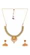 Crunchy Fashion Traditional Gold-plated Lakshmi Temple Green Kundan Jewellery Set RAS0476