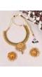 Crunchy Fashion Traditional Gold-plated Lakshmi Temple Green Kundan Jewellery Set RAS0476