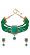 Crunchy Fashion Trendy Green Pearl Emerald Stone Choker Jewellery set RAS0492