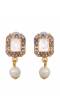 Crunchy Fashion Elegant White Pearl  White Stone Pendant Choker Jewellery Set RAS0495