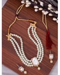 Buy Online Crunchy Fashion Earring Jewelry Crunchy Fashion Gold-Plated Antique Morni Kundan Long Jewellery Set RAS0537 Ethnic Jewellery RAS0537