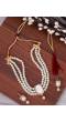 Crunchy Fashion Elegant White Pearl  White Stone Pendant Choker Jewellery Set RAS0495