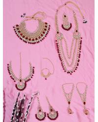 Buy Online Crunchy Fashion Earring Jewelry Crunchy Fashion Gold-Plated Pink Chandbali Kundan Pearl Earrings Tikka Set RAE2158 Earrings RAE2158