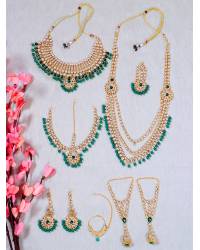 Buy Online Crunchy Fashion Earring Jewelry Crunchy Fashion Gold-Tone Meenakari Green Stone Kundan Jewellery Set SDJS0112 Jewellery Sets SDJS0112