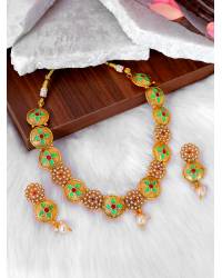 Buy Online Royal Bling Earring Jewelry Traditional Gold-Plated Kundan & Green Pearl Choker Jewellery Set  Jewellery Sets RAS0564