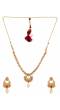 Crunchy Fashion Gold-Plated Traditional Red&Green Stone Jewellery Set RAS0523