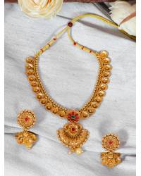 Buy Online Crunchy Fashion Earring Jewelry Gold Plated Pearl Necklace Set with Earrings Jewellery RAS0152