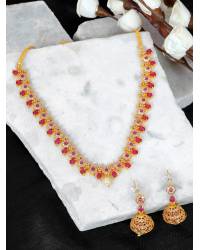 Buy Online Crunchy Fashion Earring Jewelry Traditional Gold-plated Kundan Blue Stone & Pearl  Work Necklace With Earring Set RAS0372 Wedding Special RAS0372