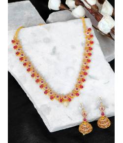Crunchy Fashion Gold-Plated Kundan Stone Jewellery Set RAS0530